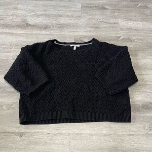 Victorias Secret Short Sleeve Crop Style Black Knit Sweater Size Small